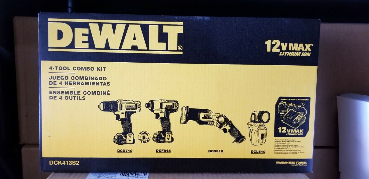 DEWALT 12V Max Li-Ion 4 Pc Tool Combo Kit DWDCK413S2