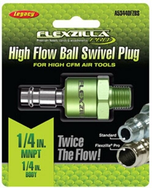 LEGACY High Flow Ball Swivel Plug1/4" Body 1/4" MNPT Flexzilla?? MTA53440FZBS