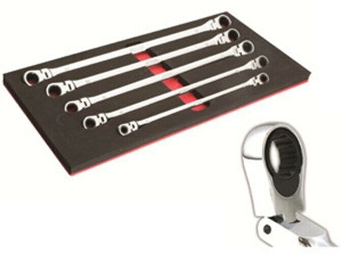 E-Z RED Flexible Spline RatchetingMetric Wrench Set EZNR5M