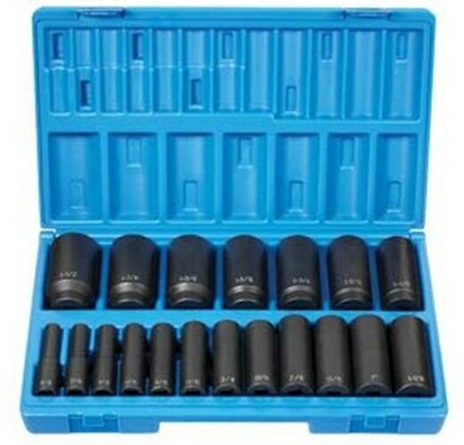 GREY PNEUMATIC 1/2" Drive 19 Piece 12 PointDeep Length Fractional Set GY1719D