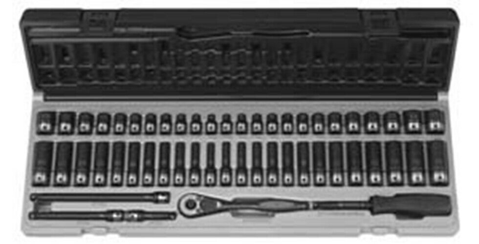 GREY PNEUMATIC 1/4" Drive 6 Point 53 PieceFract. & Metric Duo Socket Set GY89653