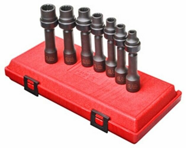 SUNEX TOOL 7 Piece 1/2" Drive SAE DriveLine Impact Socket Set SU2696