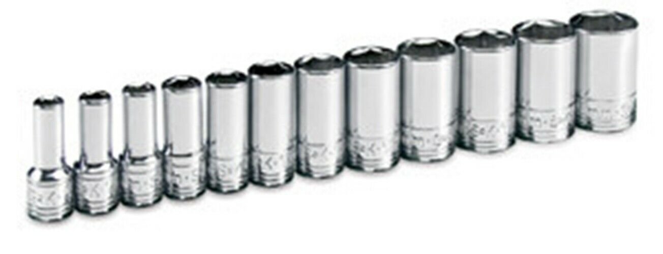 SK HAND TOOL 12 Piece 6 Point Semi DeepMetric Socket Set 1/4" Drive SK41692