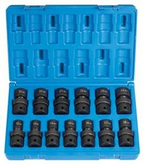 GREY PNEUMATIC 1/2" Drive 13 Piece 12 PointStandard Metric Univ. Set GY1713UM