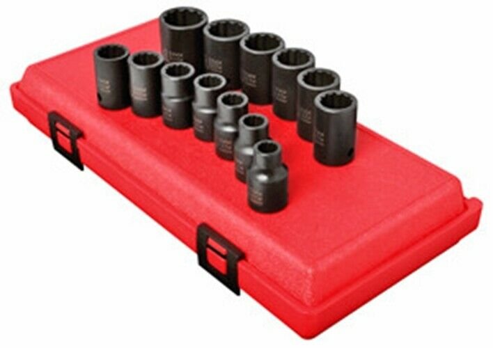 SUNEX TOOL 13 Piece 1/2" Drive 12 PointStandard Impact Socket Set SU2679