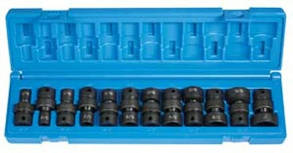 GREY PNEUMATIC 3/8" Drive 6 Point 12 Piece Standard Length Frac. Univ Set GY1212