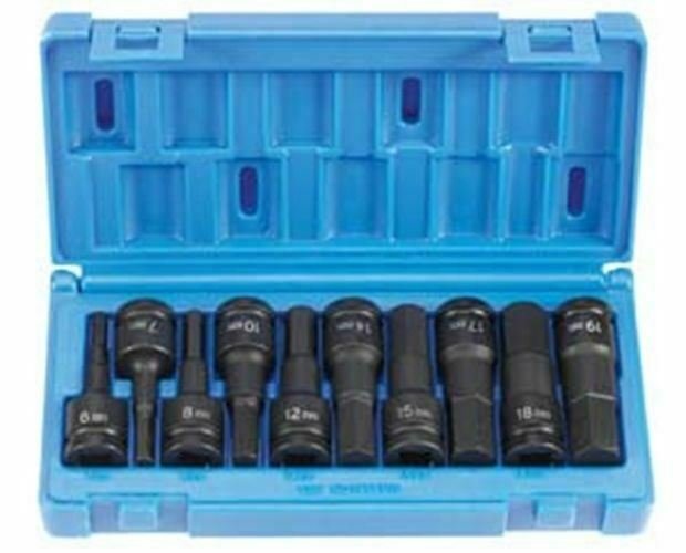 GREY PNEUMATIC 1/2" Drive 10 Piece MetricHex Driver Set GY1498MH