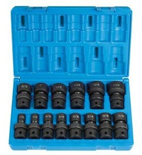 GREY PNEUMATIC 1/2" Drive 14 Piece 12 PointStandard Length SAE Universal GY1714U