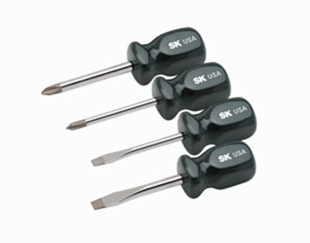 SK HAND TOOL 4 Piece Sure Grip StubbyScrewdriver Set SK86325
