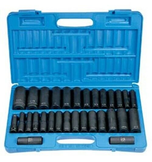 GREY PNEUMATIC 1/2" Drive 30 Piece SAE andMetric Deep Set GY1512DM