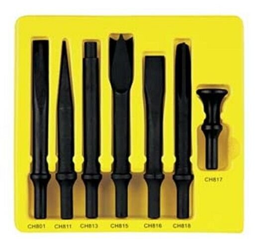GREY PNEUMATIC 7 Piece Heavy Duty .498 ShankChisel Set GYCS807