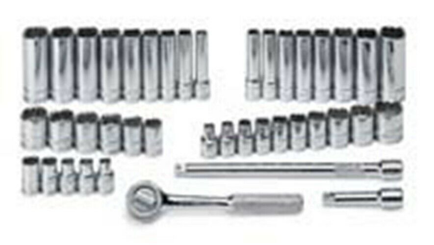 SK HAND TOOL 41 Piece 12 Point FractionalMetric Socket Set 1/4" Drive SK91844-12