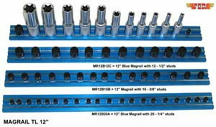 VIM TOOLS Magrail TL 8" Long 14-1/4"Blue Studs VMMR8B14A