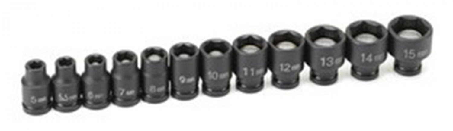 GREY PNEUMATIC 1/4" Drive 12 Piece MetricMagnetic Impact Socket Set GY9712MG