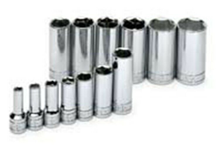 SK HAND TOOL 13 Piece 6 Point Deep SocketSet 3/8" Drive SK4413