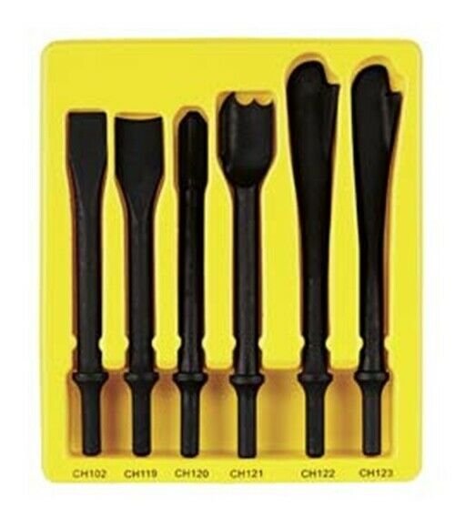GREY PNEUMATIC 6 Pc. Exhaust Service ChiselSet .401 Shank GYCS106