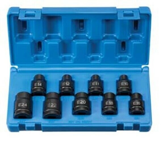 GREY PNEUMATIC 1/2" Drive 9 Piece ExternalStar Impact Socket Set GY1319ET