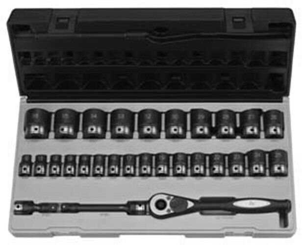 GREY PNEUMATIC 1/2" Drive 6 Point 29 PieceMetric Duo Socket Set GY82629M