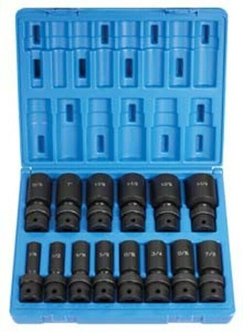 GREY PNEUMATIC 1/2" Drive 14 Piece DeepLength Fractional Univ Set GY1314UD