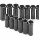 SK HAND TOOL 13 Piece Deep Turbo Socket Set3/8" Drive 3/8"-3/4" 10-19MM SK833