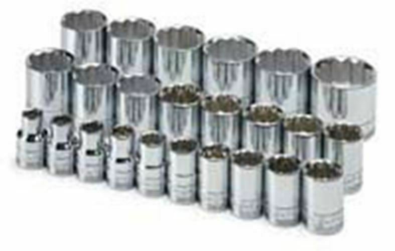 SK HAND TOOL 24 Piece 12 Point StandardMetric Socket Set 1/2" Drive SK1924