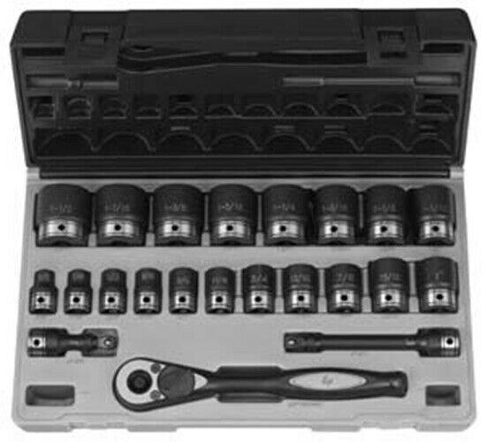 GREY PNEUMATIC 1/2" Drive 6 Point 22 PieceFractional Duo Socket Set GY82622