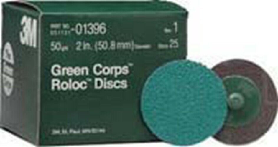 3M COMPANY 2" Green Corp Roloc Disc24 Grit MM01398