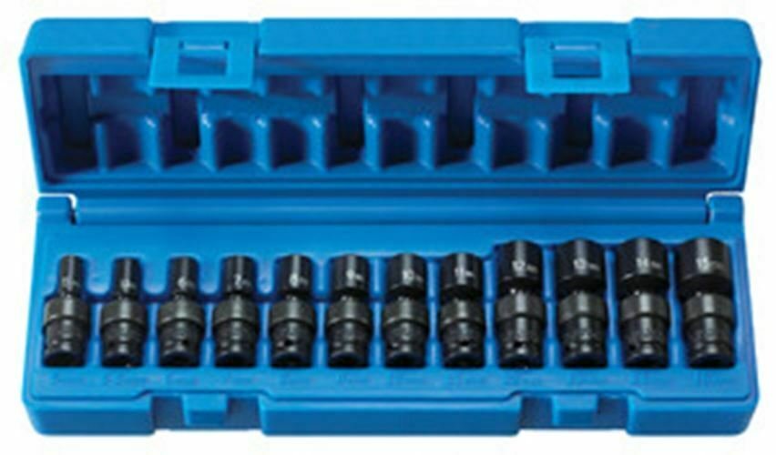 GREY PNEUMATIC 1/4" Surface Drive 12 Pc.Magnetic Std Univ Metric Set GY9712UMG