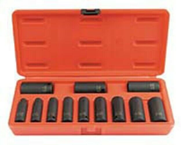 SUNEX TOOL 12 Piece 3/8" Drive 12 PointDeep Impact Socket Set 5/16-1" SU3680