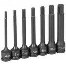 GREY PNEUMATIC 3/8" Drive 7 Piece 4" LengthMetric Hex Driver Set GY1247MH