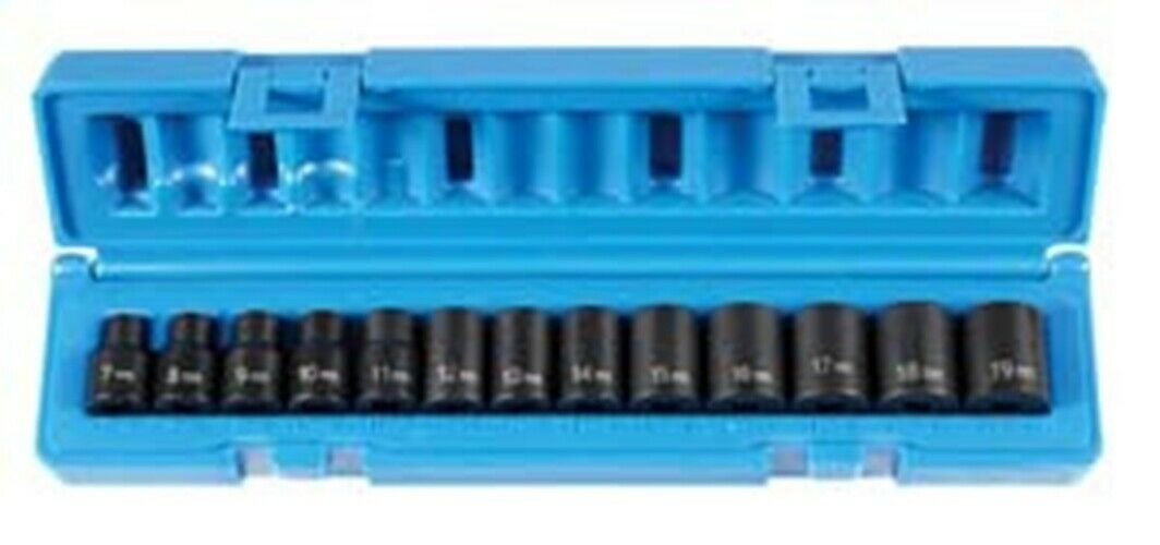 GREY PNEUMATIC 3/8" Drive 13 Piece 12 PointStandard Length Metric Set GY1203M