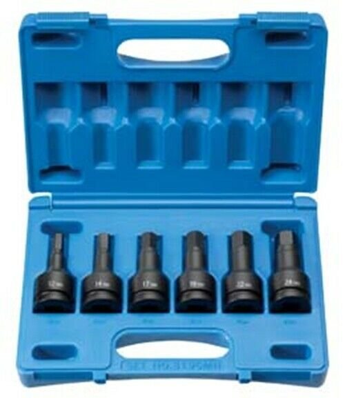 GREY PNEUMATIC 3/4" Drive 6 Piece Hex DriverMetric Set GY8196MH