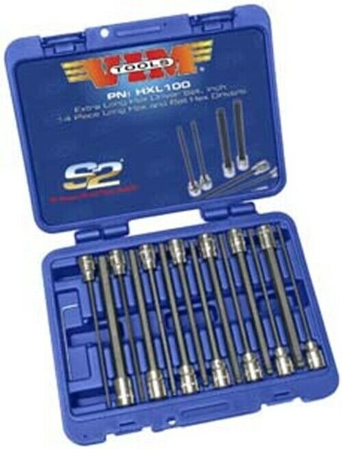 VIM TOOLS 14 Piece SAE XL Hex BitSet Ball and Straight Ends VMHXL100