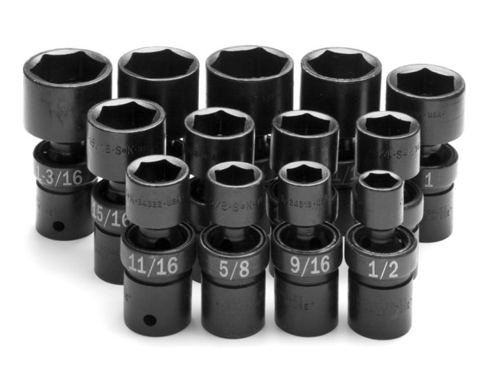 SK HAND TOOL 13 Piece 6 Point SwivelFractional Impact Socket Set SK34300
