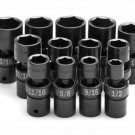 SK HAND TOOL 13 Piece 6 Point SwivelFractional Impact Socket Set SK34300
