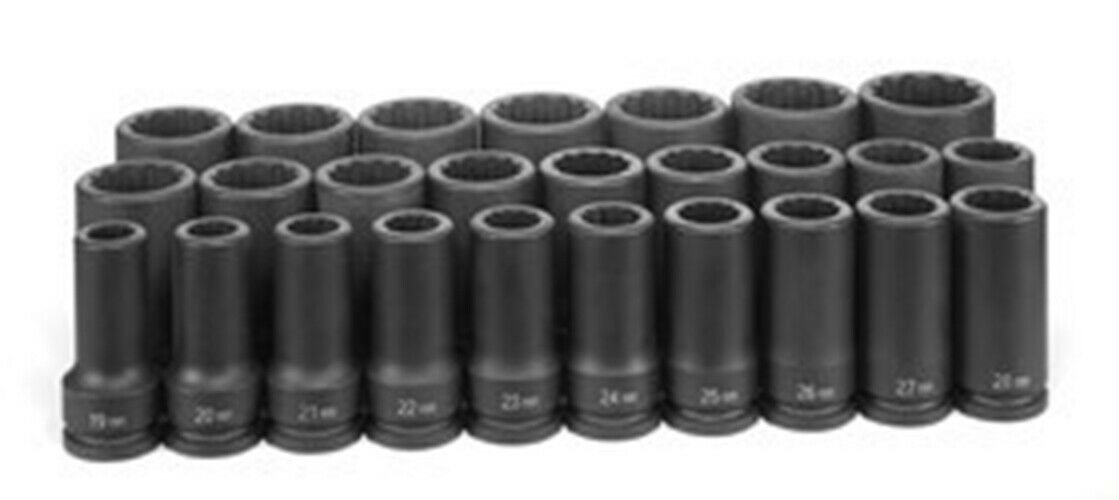 GREY PNEUMATIC 3/4" Drive 12 Point 26 PieceDeep Metric Master Set GY8126MD