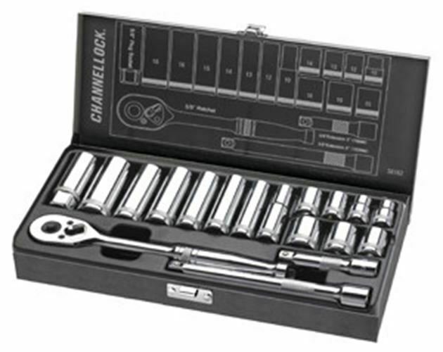 CHANNELLOCK 18pc 3/8" Drive Metric Socket& Ratchet Set CL38182