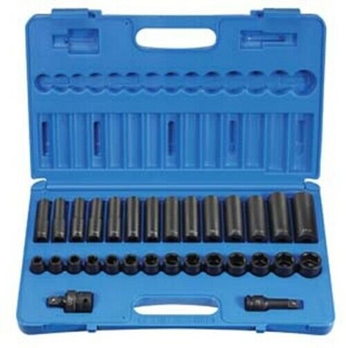 GREY PNEUMATIC 1/2" Drive 30 Piece StandardDeep Metric Set GY1430MRD