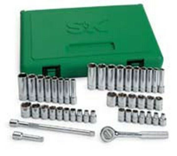 SK HAND TOOL 41 Piece 6 Point FractionalMetric Socket Set 1/4" Drive SK91844