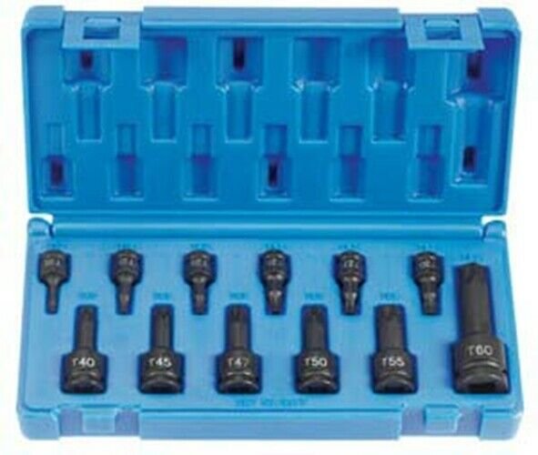 GREY PNEUMATIC 12 Piece Assorted Drive Int.Star Impact Driver Set GY1234T
