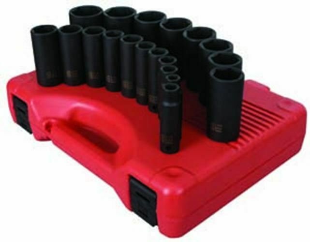 SUNEX TOOL 19 Piece 1/2" Drive SAE DeepImpact Socket Set SU2641