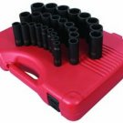 SUNEX TOOL 26 Piece 1/2" Drive DeepMetric Impact Socket Set SU2646