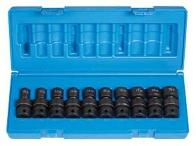 GREY PNEUMATIC 3/8" Drive 12 Point 10 PieceStand Length Metric Univ Set GY1610UM