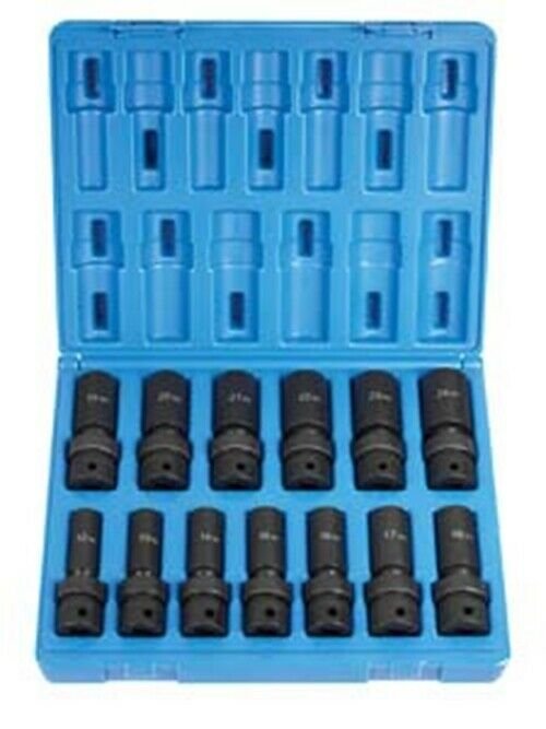 GREY PNEUMATIC 1/2" Drive 13 Piece DeepLength Metric Universal Set GY1313UMD