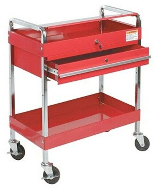 SUNEX TOOL Red Service Cart with Top andLocking Drawer SU8013A