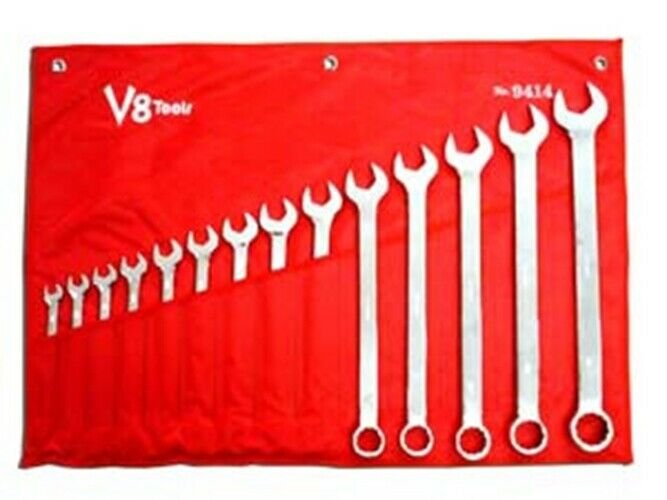 V8 TOOLS INC 14 Piece SAE Long PatternCombo Wrench Set VT9414