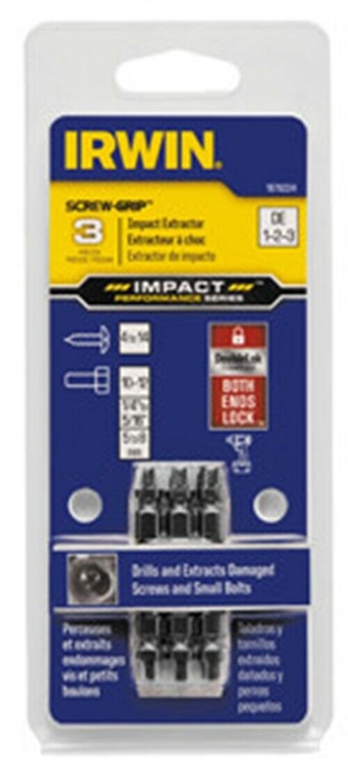 IRWIN 3 Piece Damaged Screw-GripImpact Extractor Set HA1876224