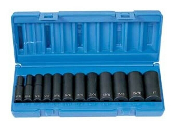 GREY PNEUMATIC 3/8" Drive 12 Piece 12 PointDeep Set GY1202D