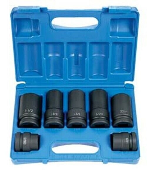 GREY PNEUMATIC 1" Drive 7 Piece Truck WheelImpact Socket Set GY9007