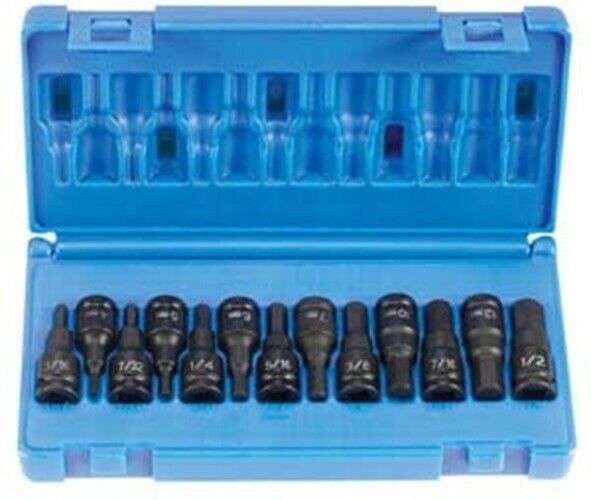 GREY PNEUMATIC 3/8" Drive 13 Piece ComboHex Driver SAE/Metric Set GY1298HC